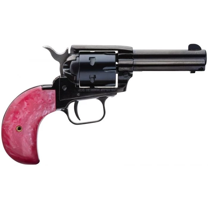 Heritage Rough Rider Revolver - Black | .22 LR / .22 WMR | 3.5" Barrel | 6rd | Altamont Pink Pearl Bird Head Grips